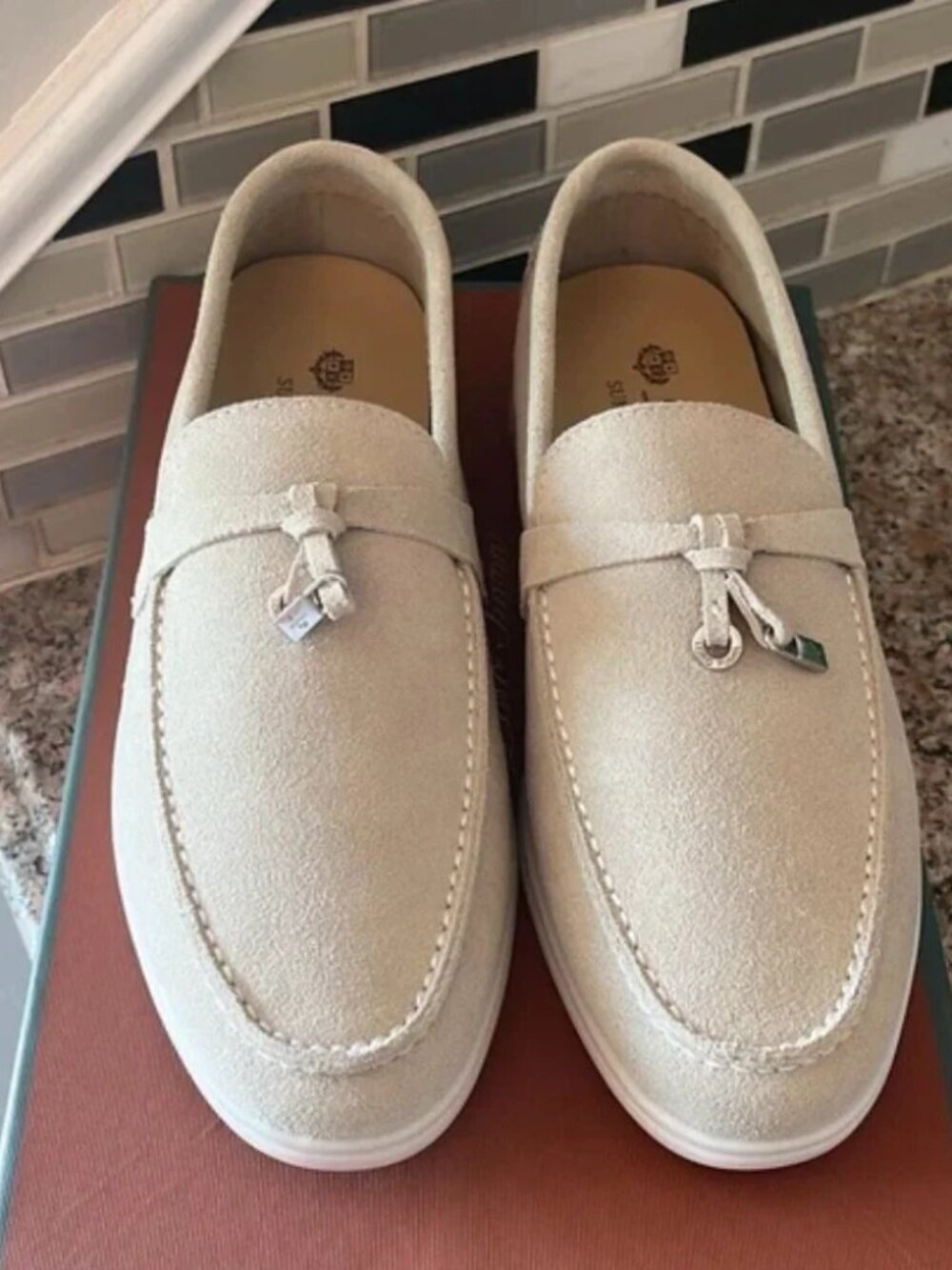Loro Piana Beige Suede Summer Walk Loafers - Picture 2 of 4